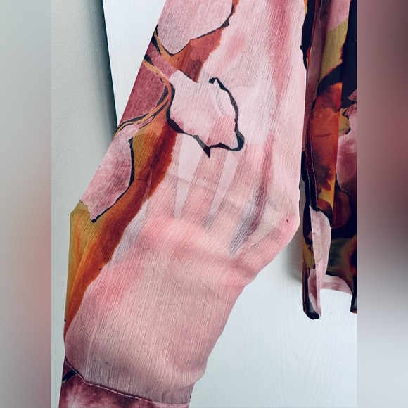 ASOS Design Abstract floral relaxed long sleeves button up shirt notched collar - Picture 9 of 13